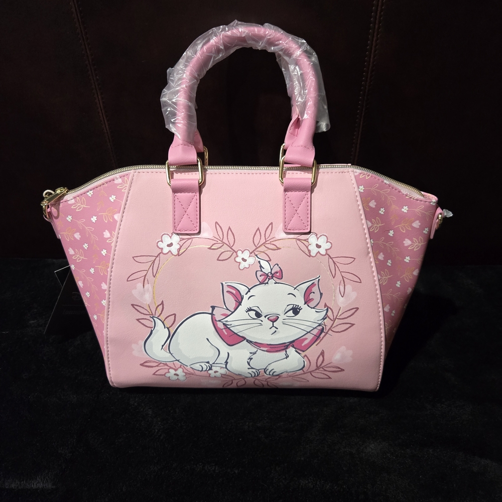 Loungefly Pink Satchel with Floral and Character Design - Picture 2 of 3